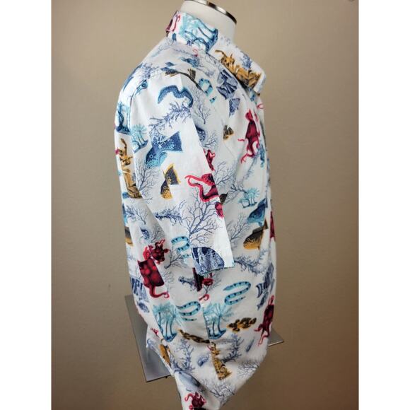 Lifted Research (LR) Group Hawaiian Button Up Shirt Large Ocean Life Octopus - Picture 3 of 8